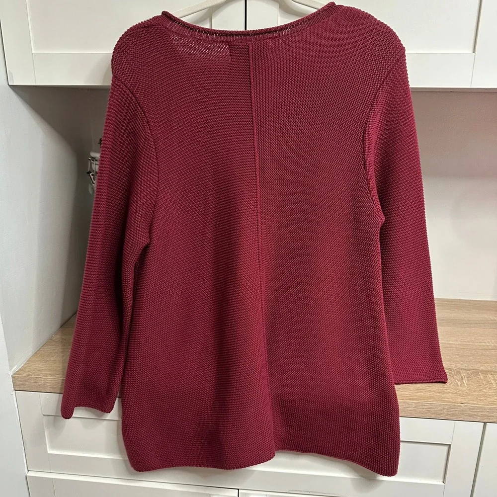 Habitat Clothes To Live In Sweater Womens M Red V-Neck Knit Pocket Asymmetrical